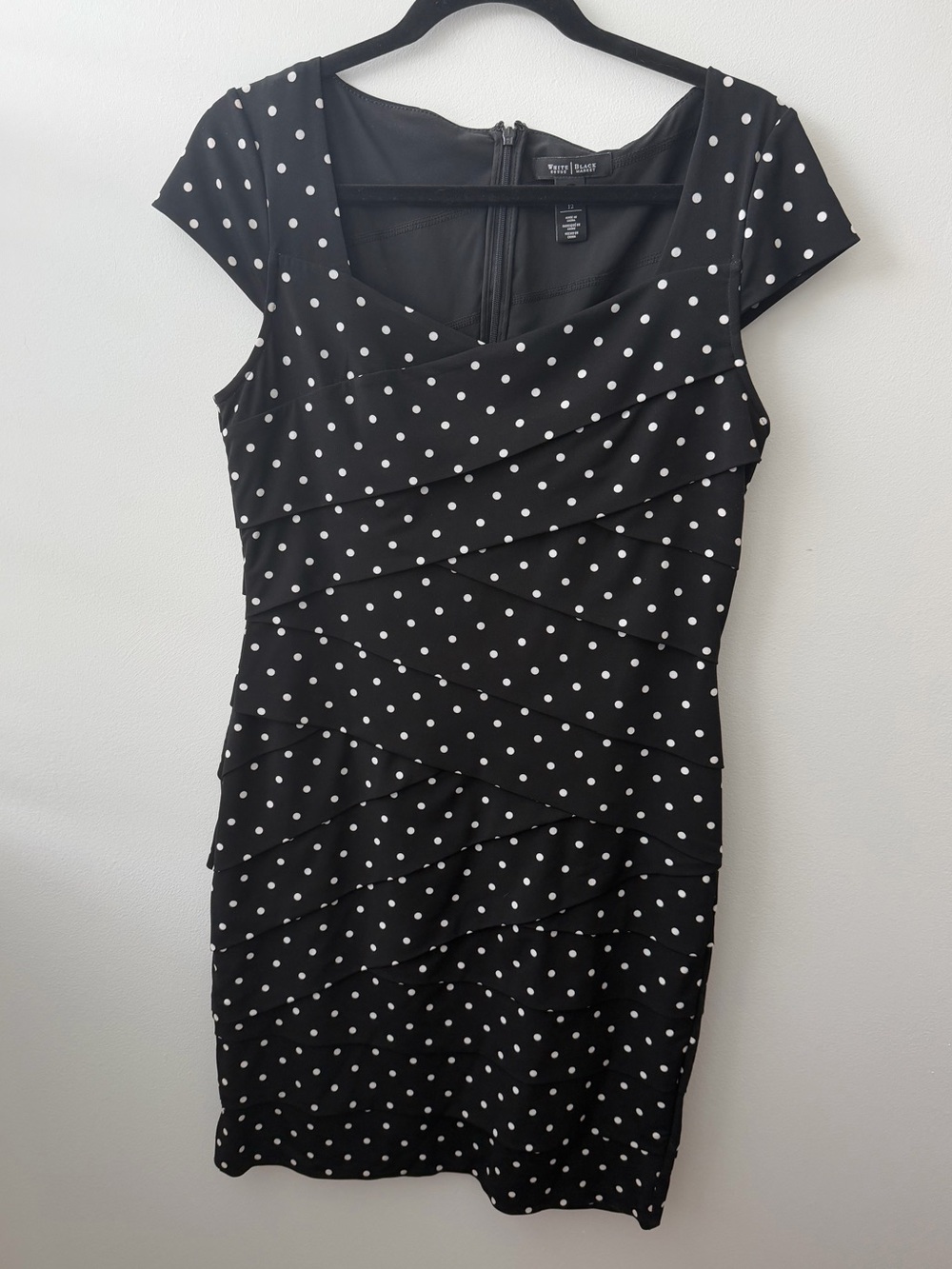 White House Black Market Black and White Polka Dot Ruffle Dress